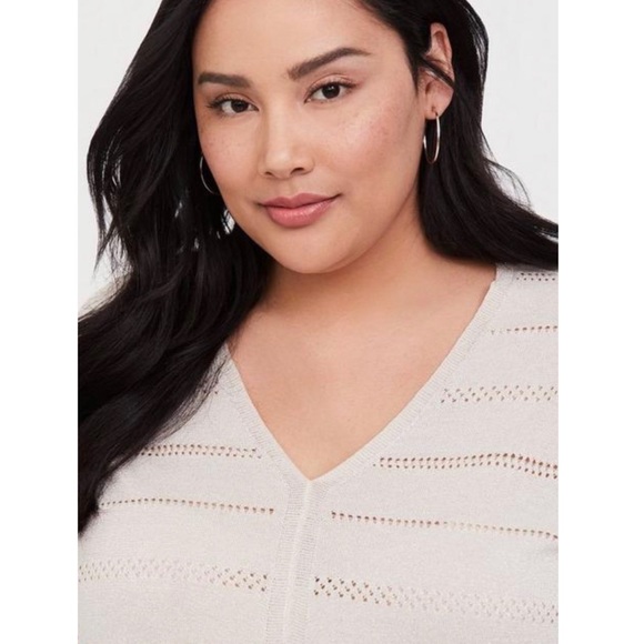 TORRID Tan Dolman Shimmer Pullover - Picture 5 of 11